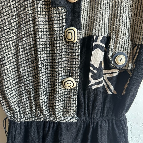 90s Vintage Linen Blend Jumpsuit with Button Up Top and Wide Leg Trousers Size 6 - Picture 5 of 14